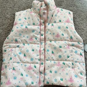 NWT Shop Disney pink Fantasyland puffer vest SZ S